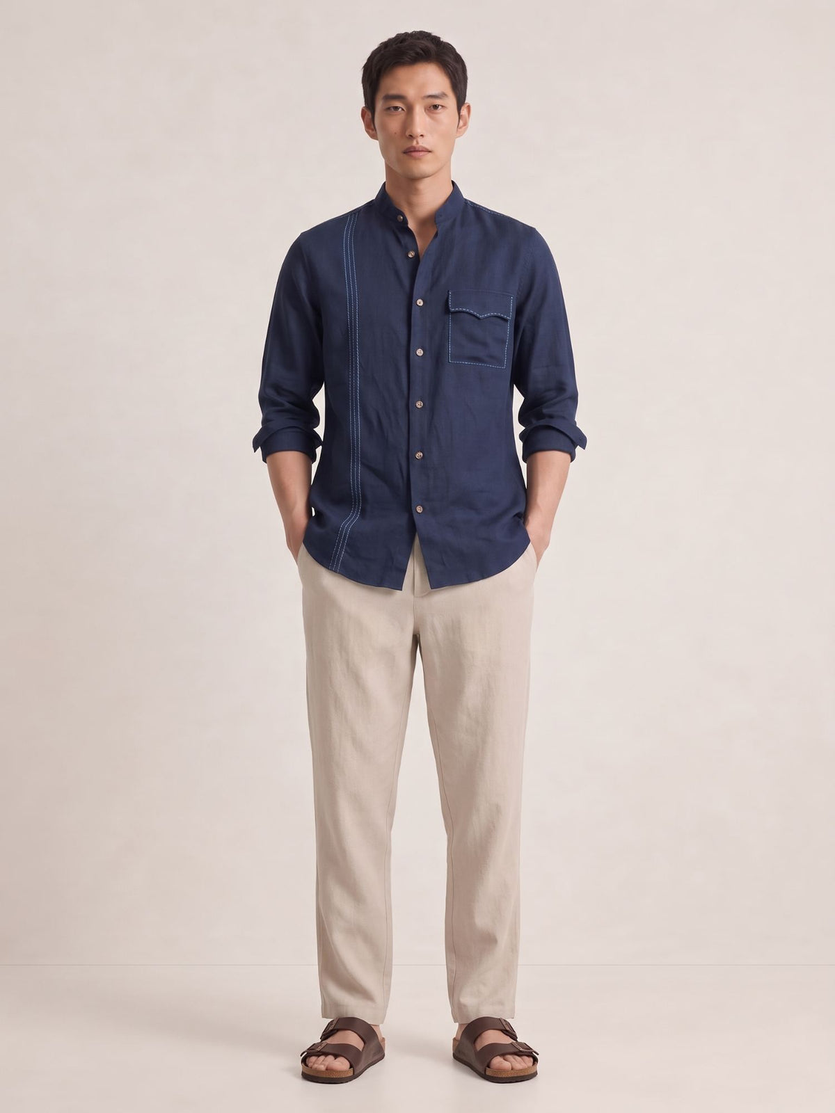 Signature Stitch | Navy 100% Pure Linen
