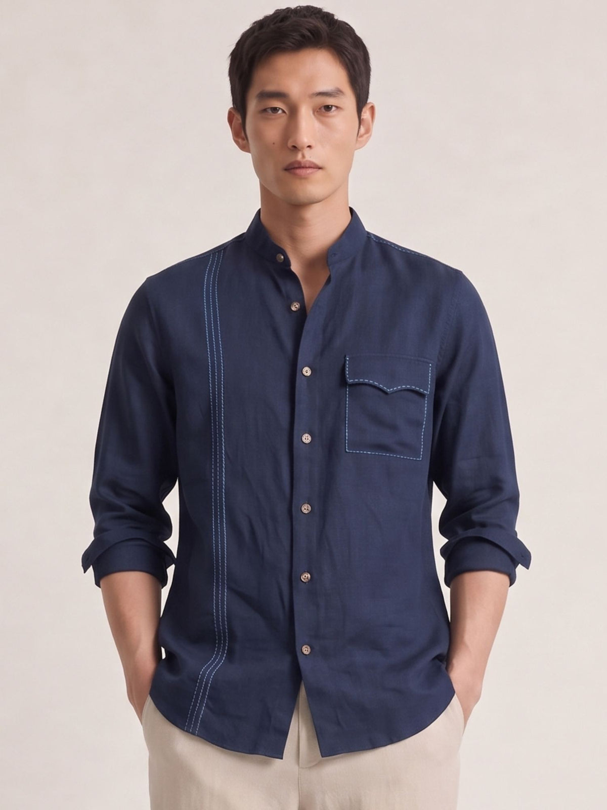 Signature Stitch | Navy 100% Pure Linen