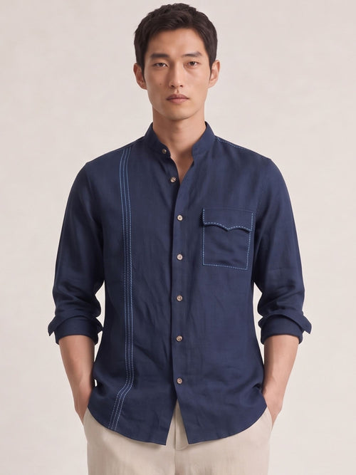 Signature Stitch | Navy 100% Pure Linen