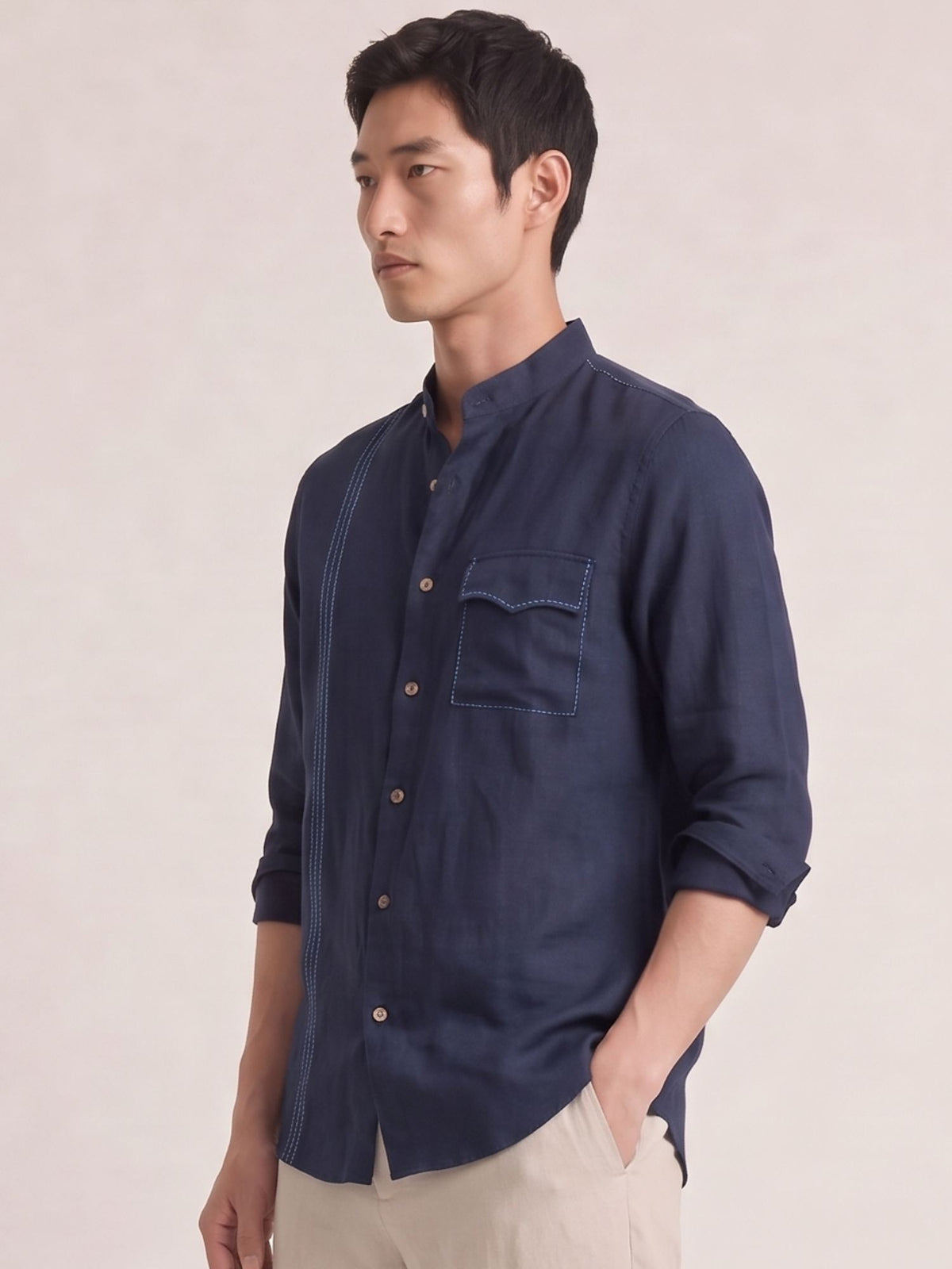 Signature Stitch | Navy 100% Pure Linen