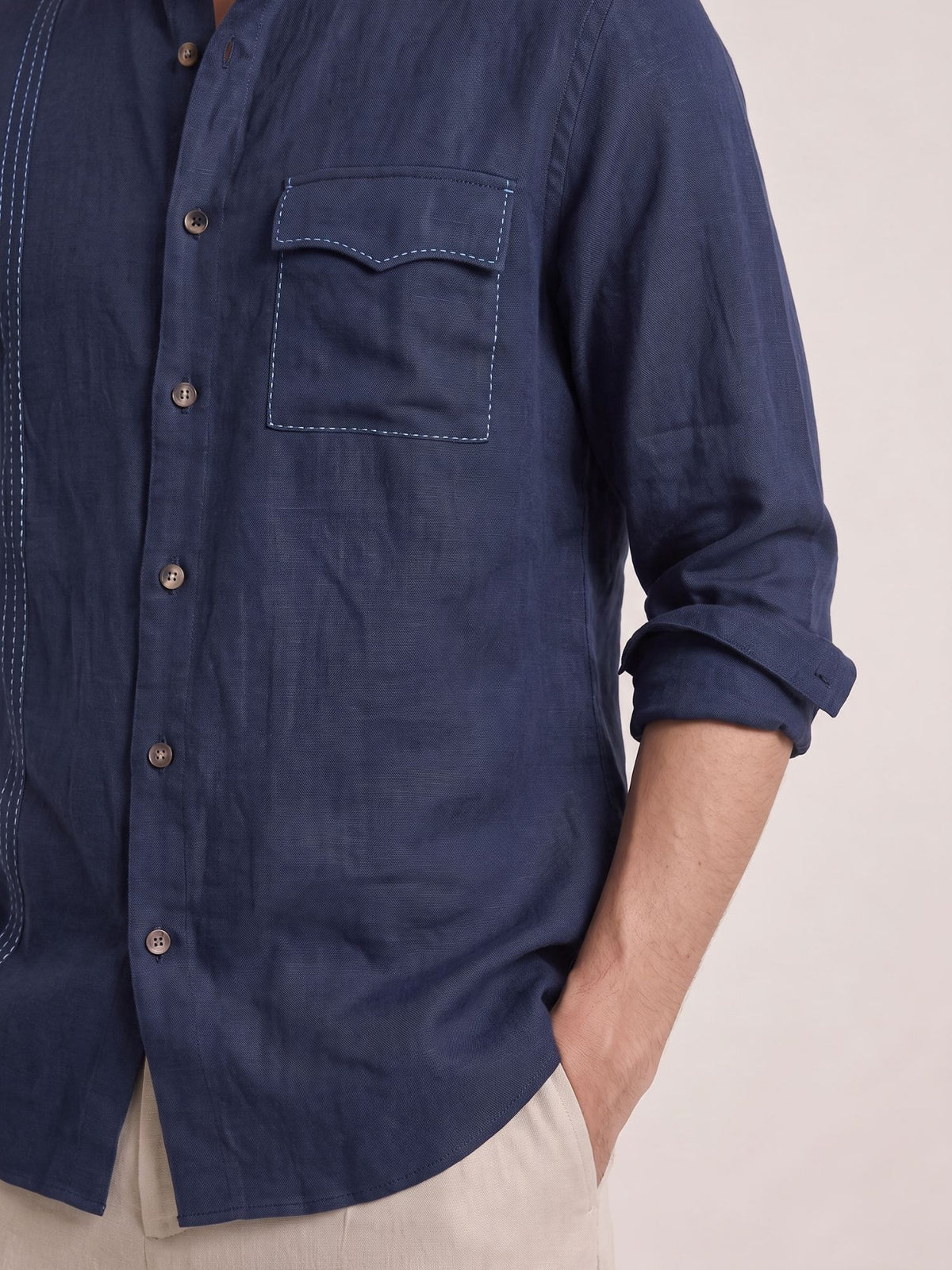 Signature Stitch | Navy 100% Pure Linen