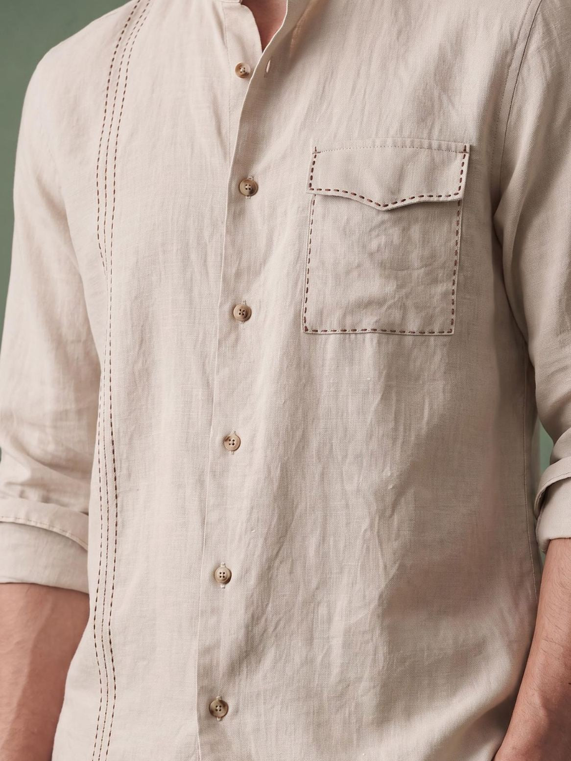 Signature Stitch | Beige 100% Pure Linen
