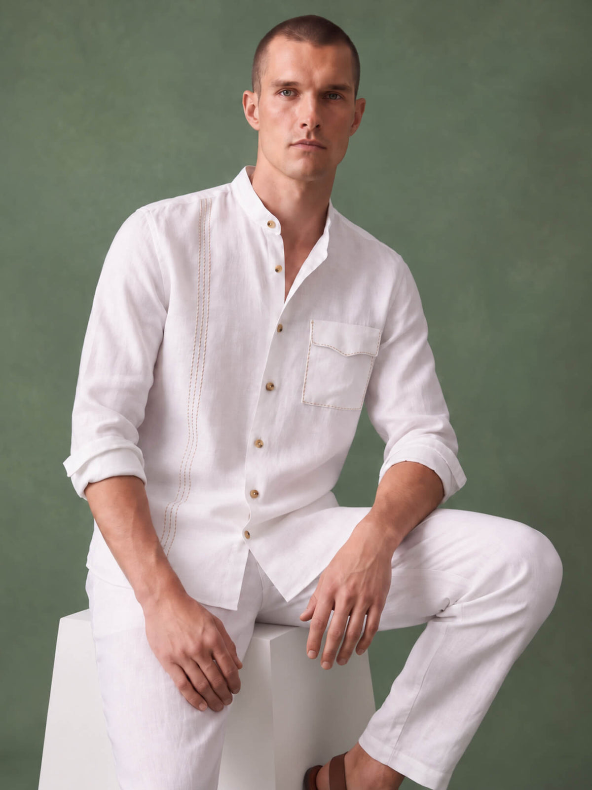 Signature Stitch | White 100% Pure Linen