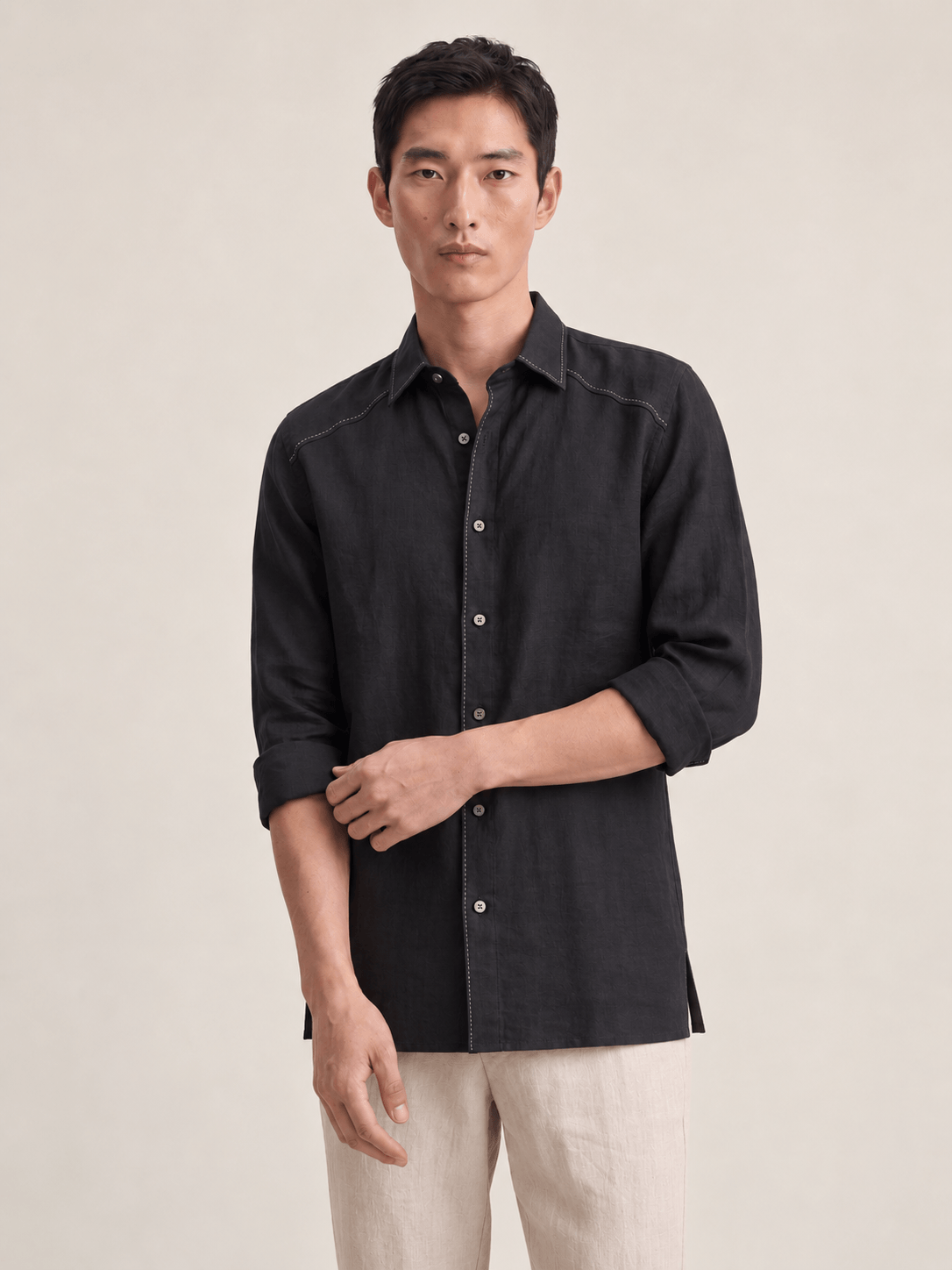Artisan Stitch | Black 100% Pure Linen