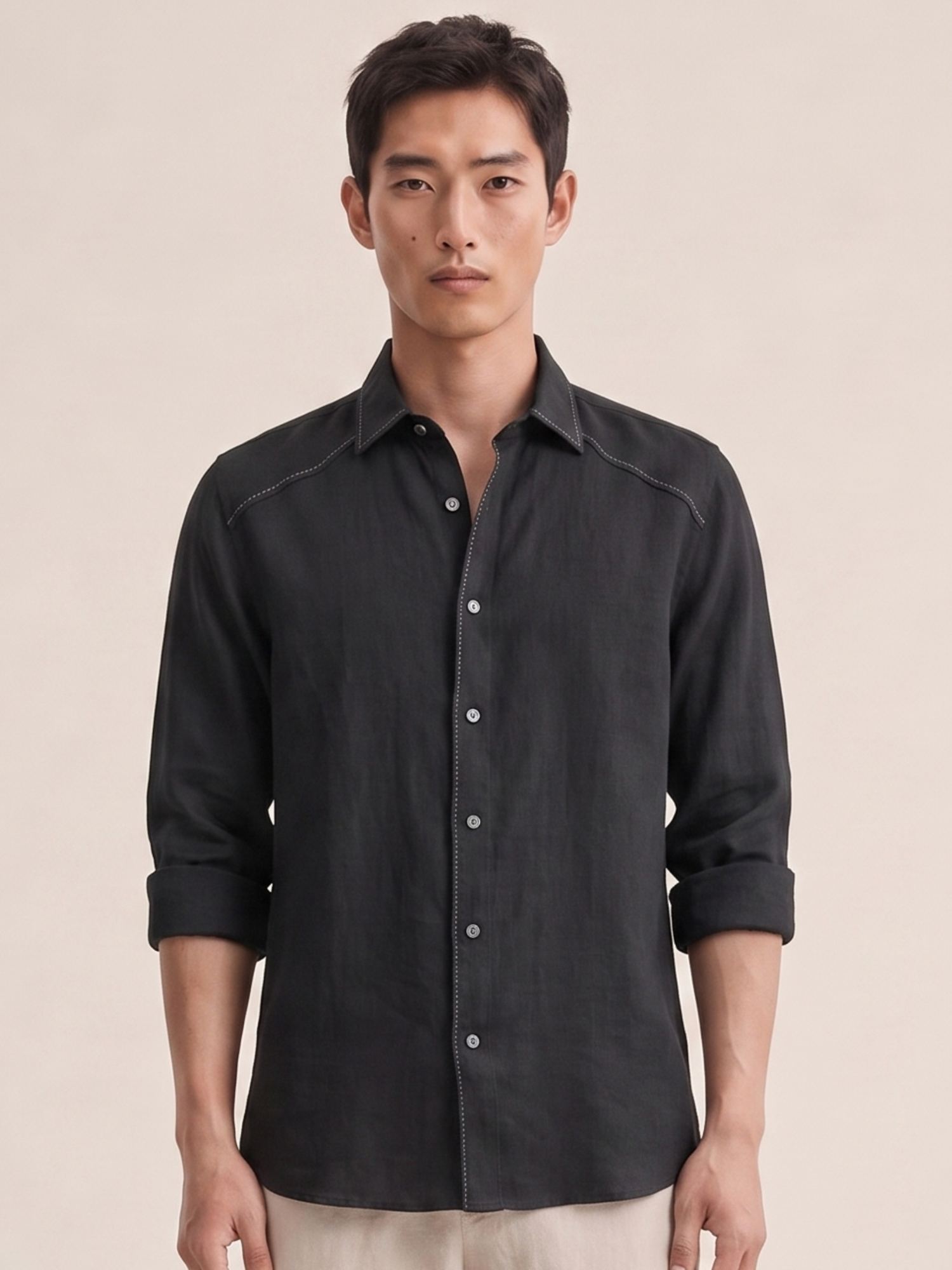 Artisan Stitch | Black 100% Pure Linen