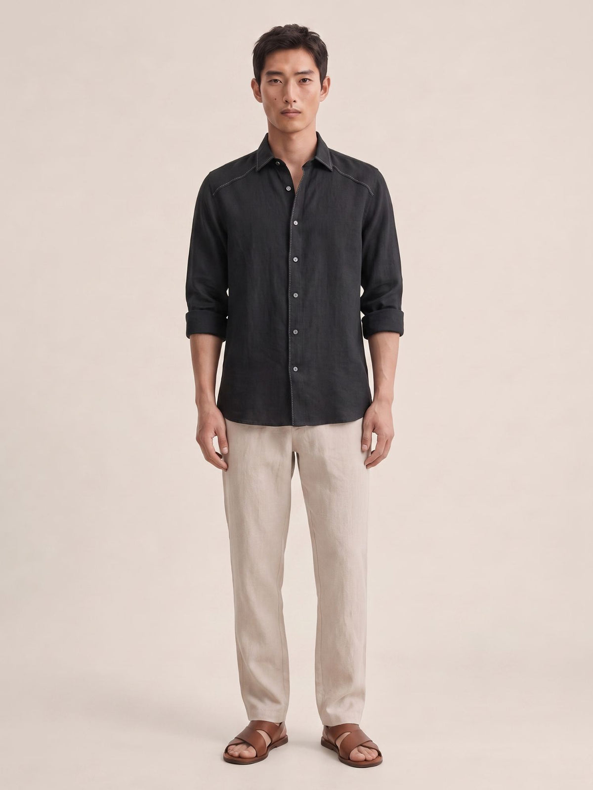 Artisan Stitch | Black 100% Pure Linen