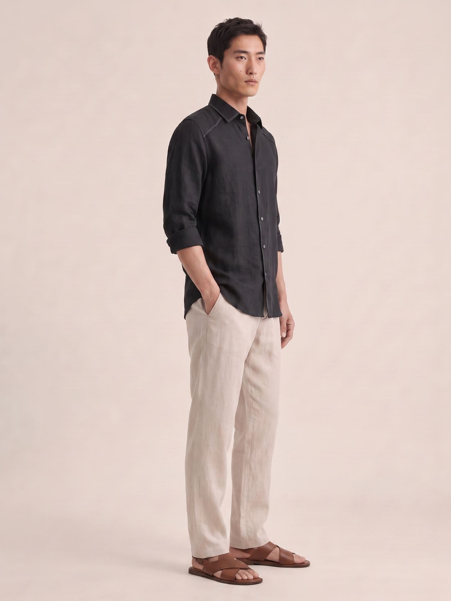 Artisan Stitch | Black 100% Pure Linen