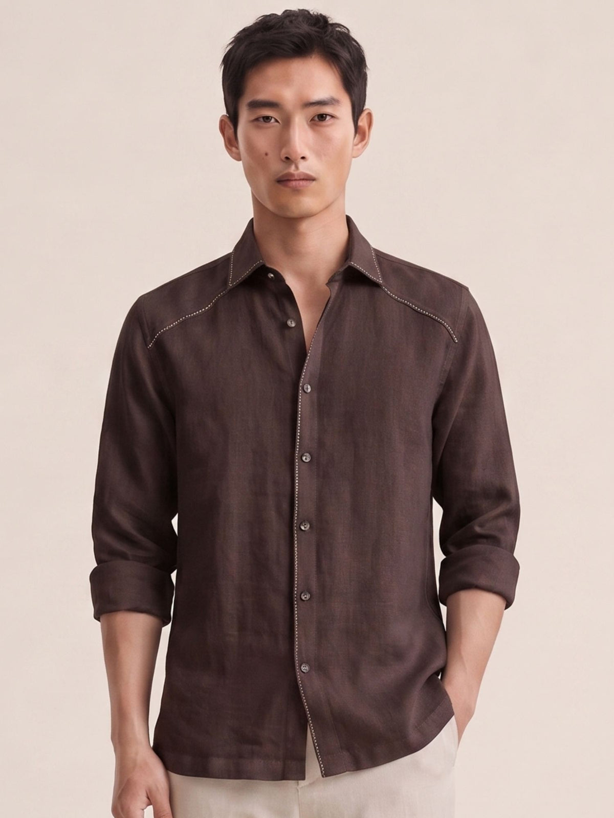 Artisan Stitch | Brown 100% Pure Linen