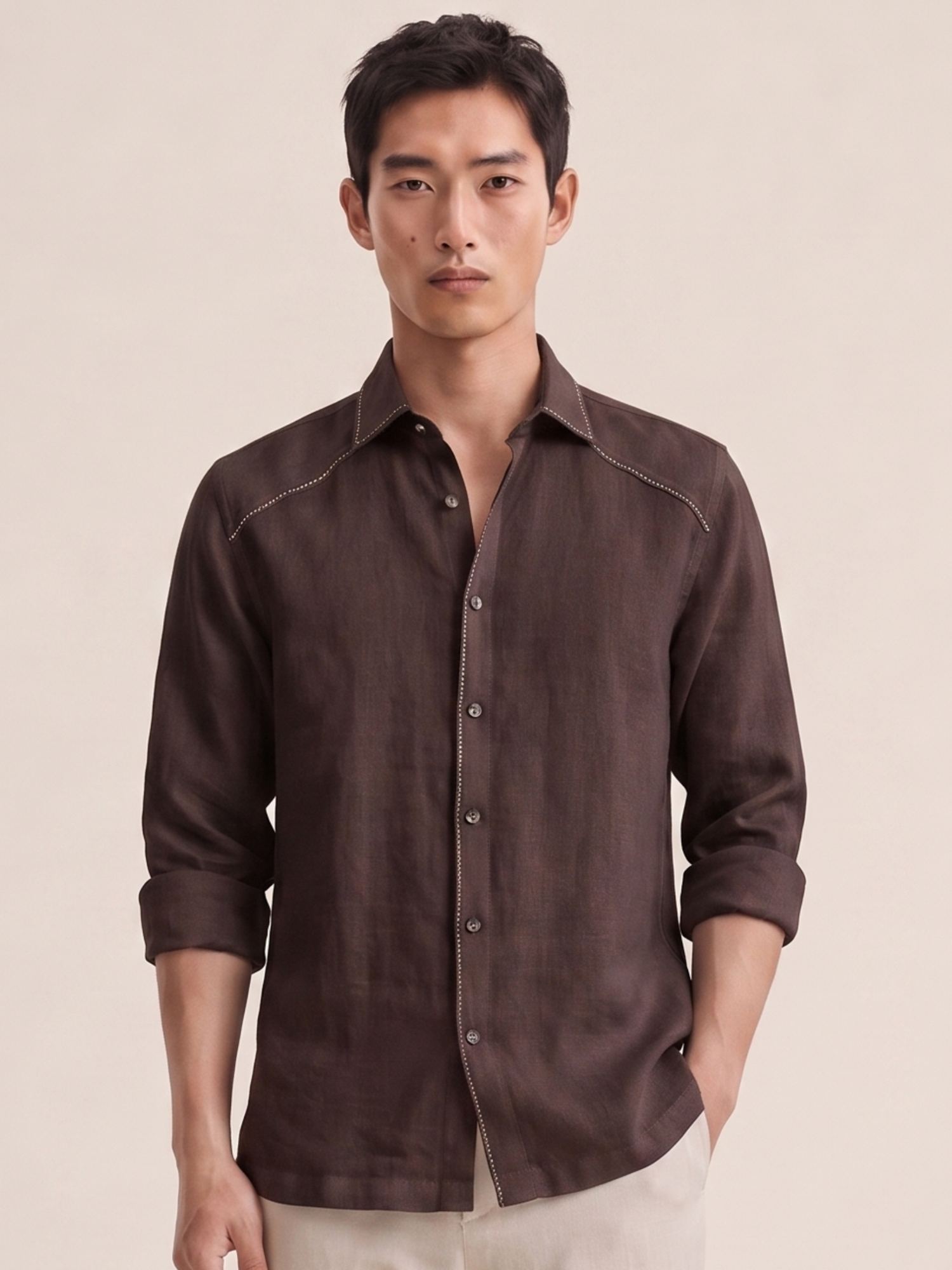 Artisan Stitch | Brown 100% Pure Linen