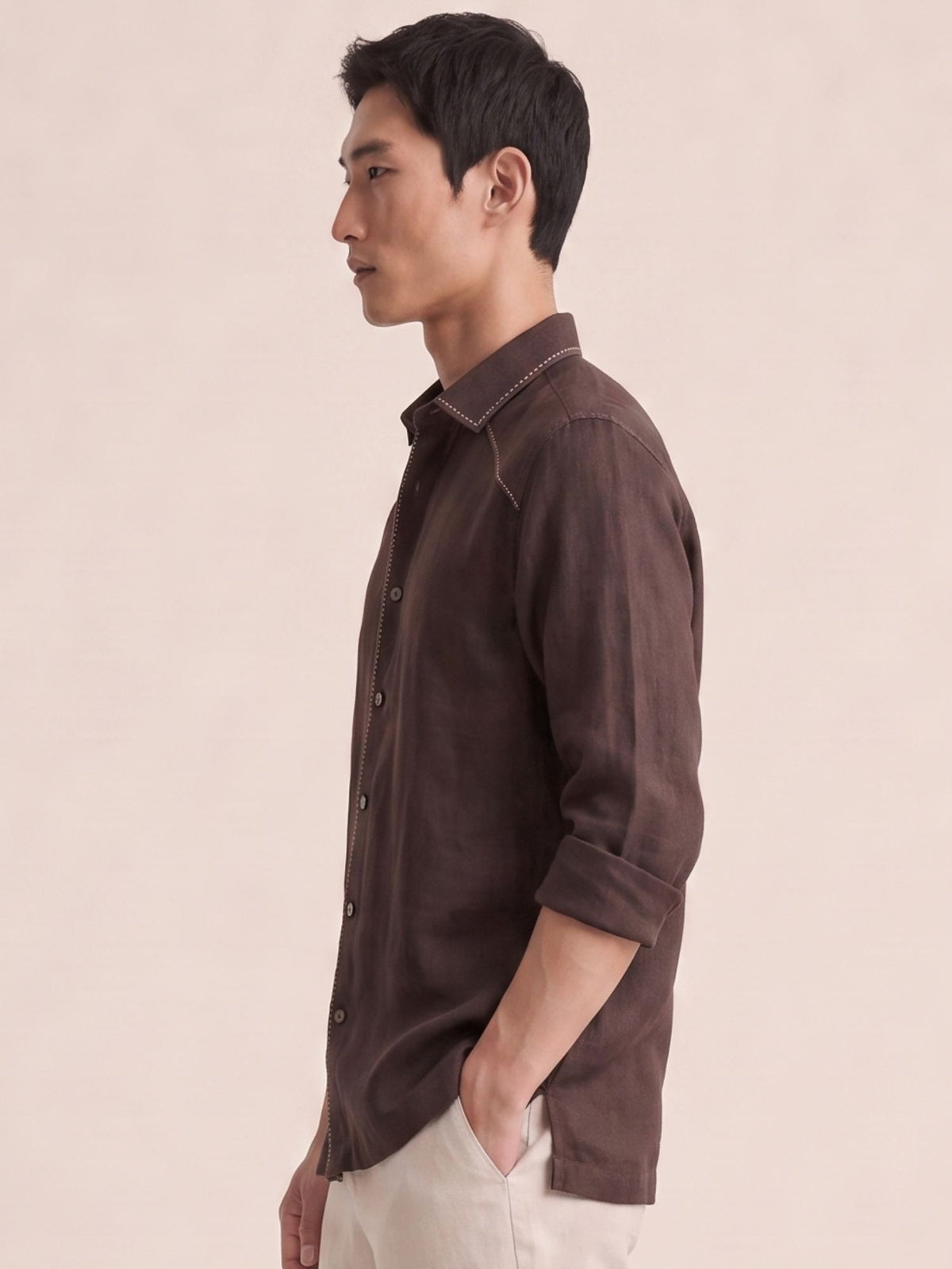 Artisan Stitch | Brown 100% Pure Linen
