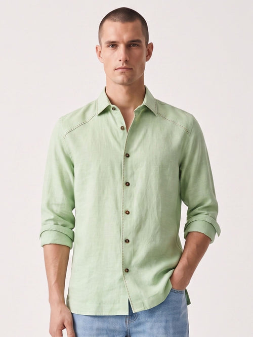 Artisan Stitch | Green 100% Pure Linen
