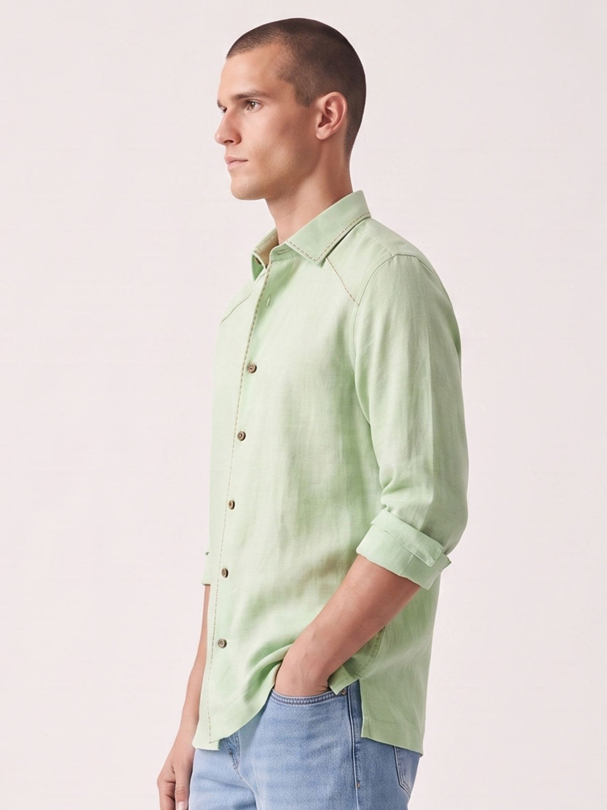 Artisan Stitch | Green 100% Pure Linen