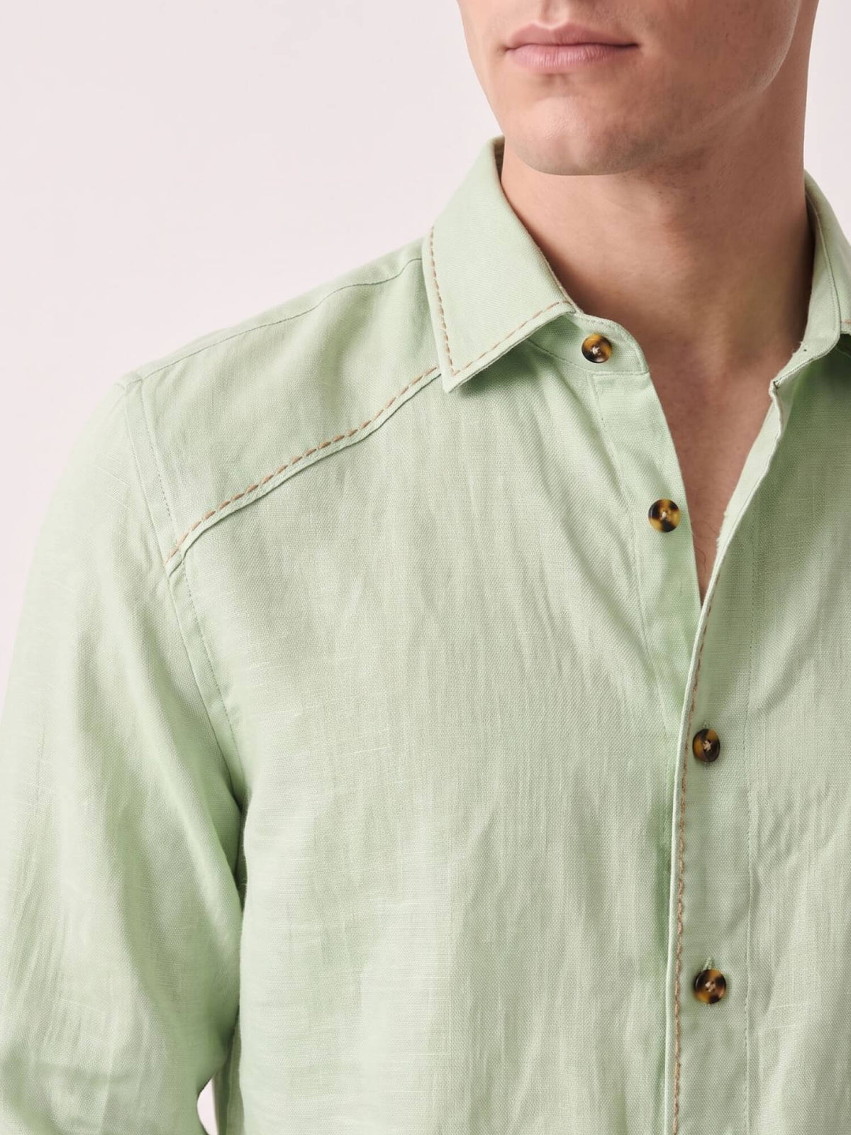 Artisan Stitch | Green 100% Pure Linen