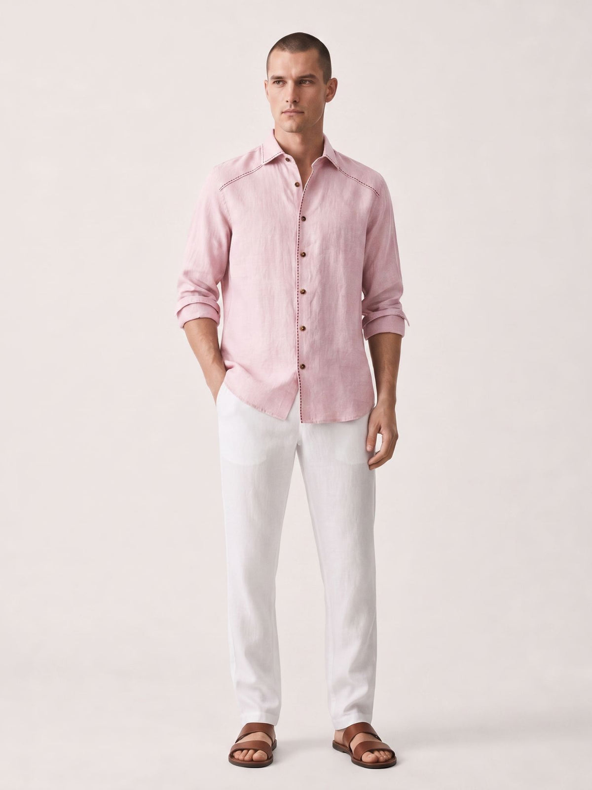 Artisan Stitch | Pink 100% Pure Linen