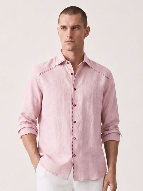 Artisan Stitch | Pink 100% Pure Linen