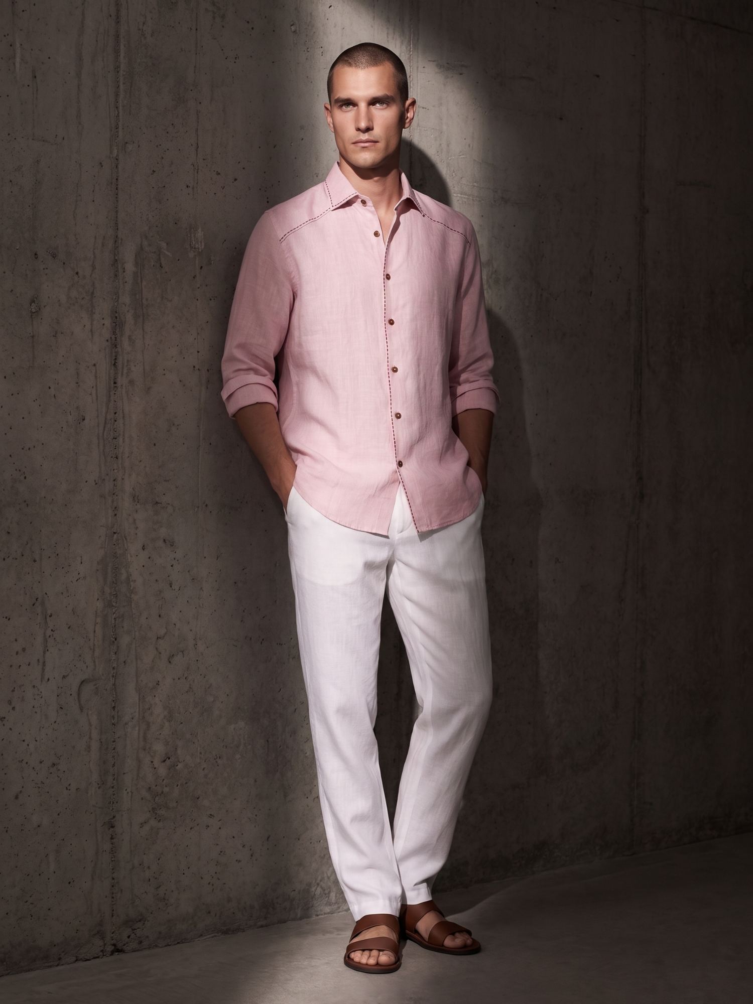 Artisan Stitch | Pink 100% Pure Linen