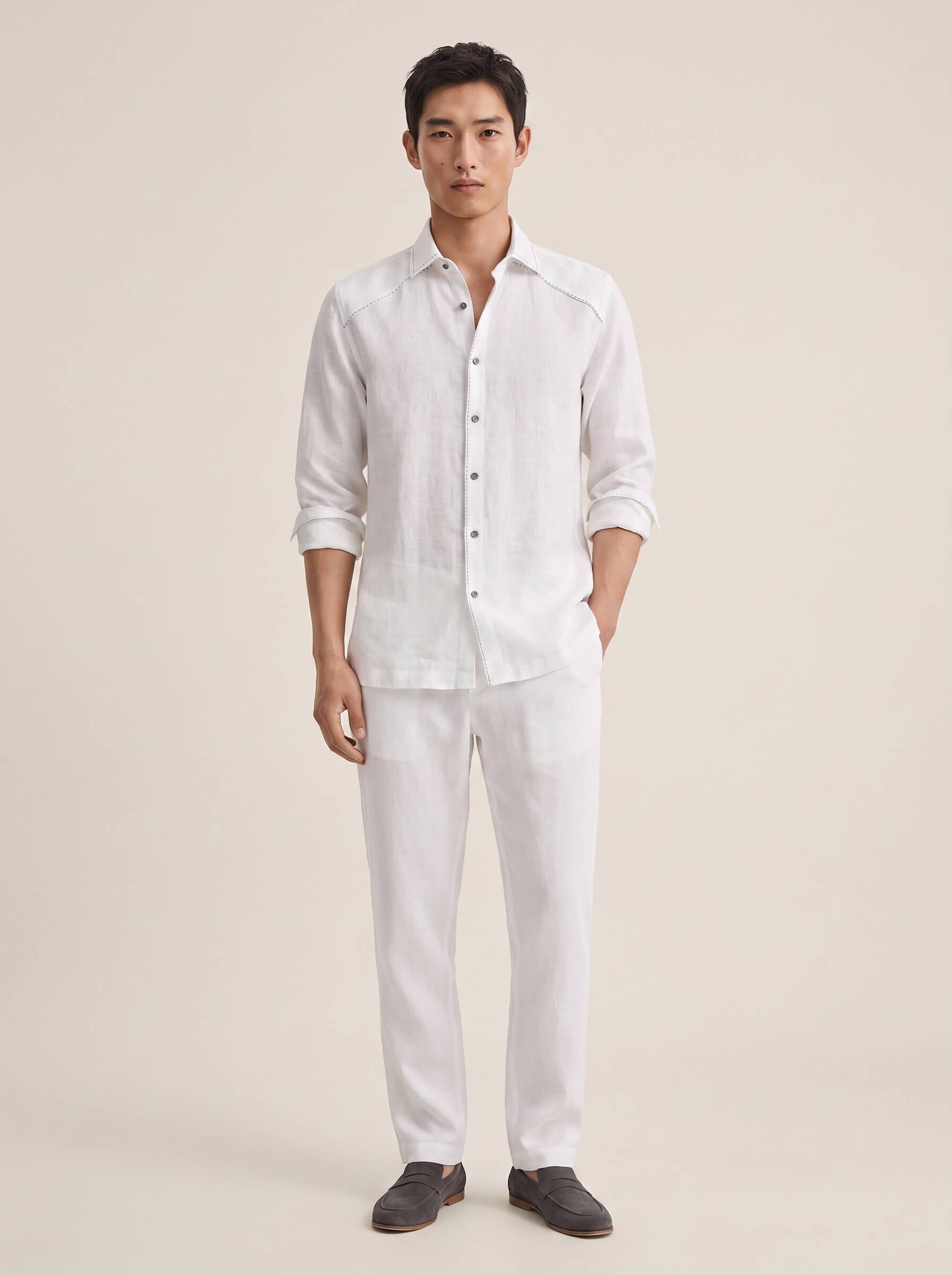 Artisan Stitch | White 100% Pure Linen