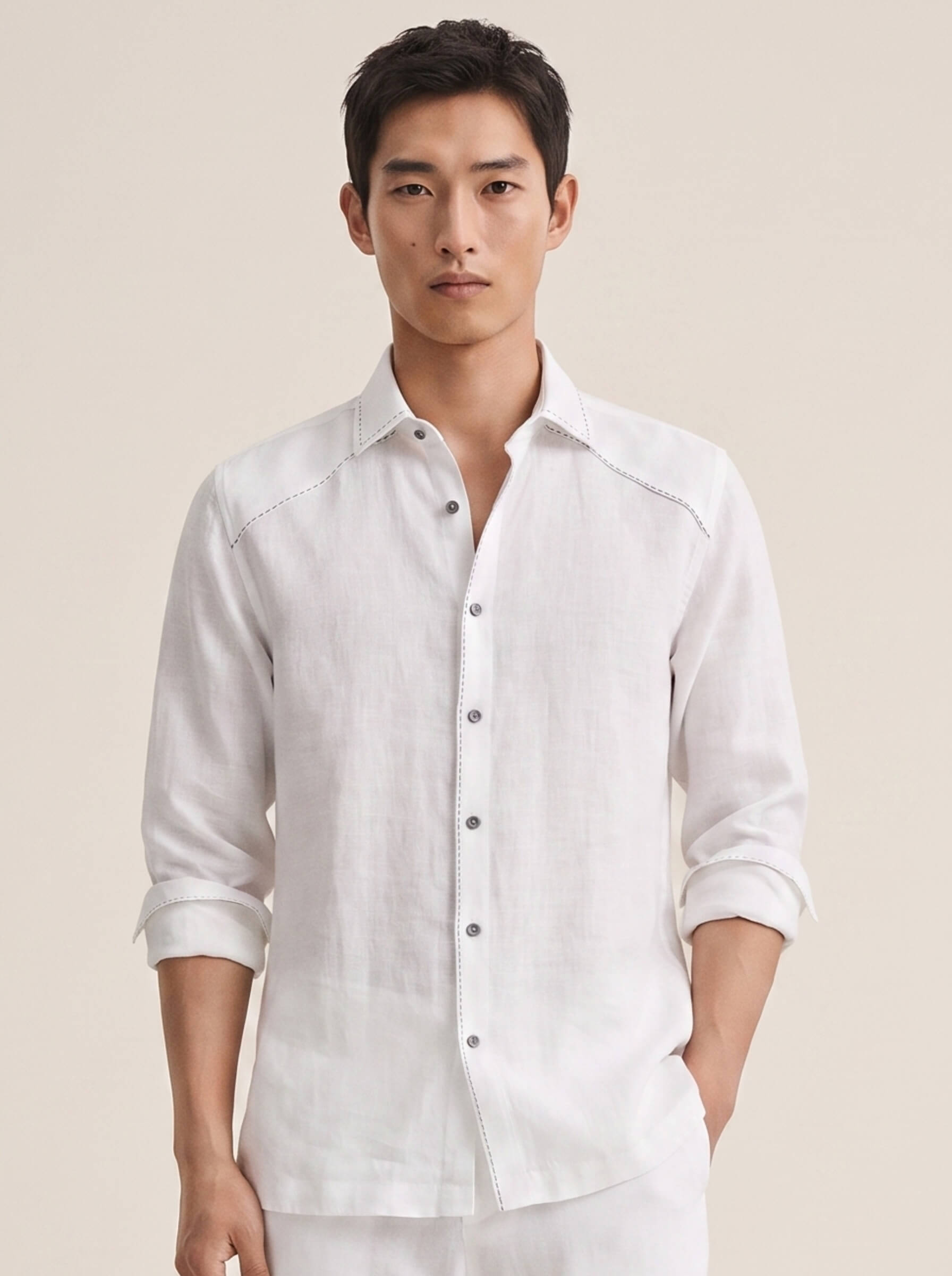 Artisan Stitch | White 100% Pure Linen