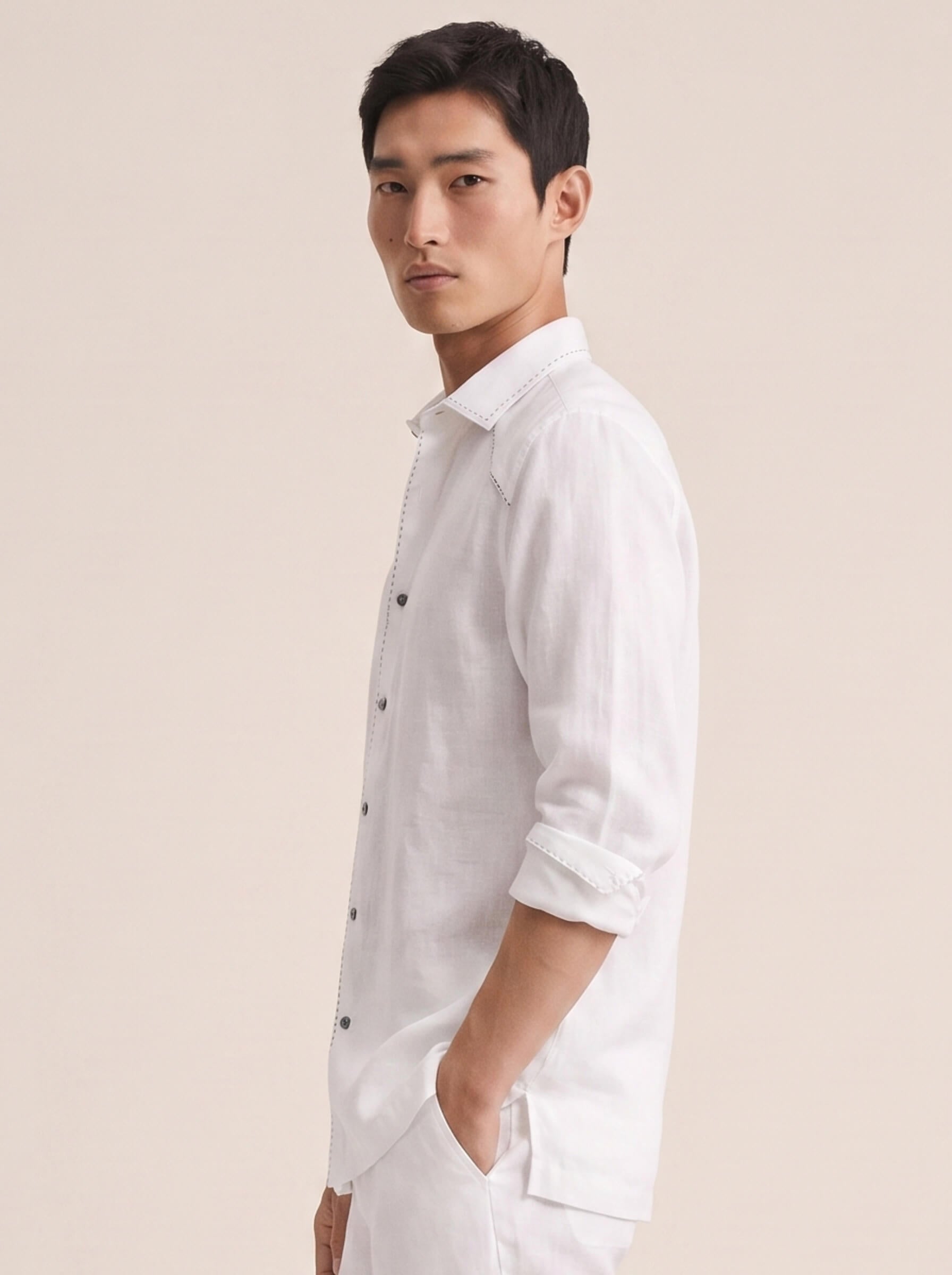 Artisan Stitch | White 100% Pure Linen
