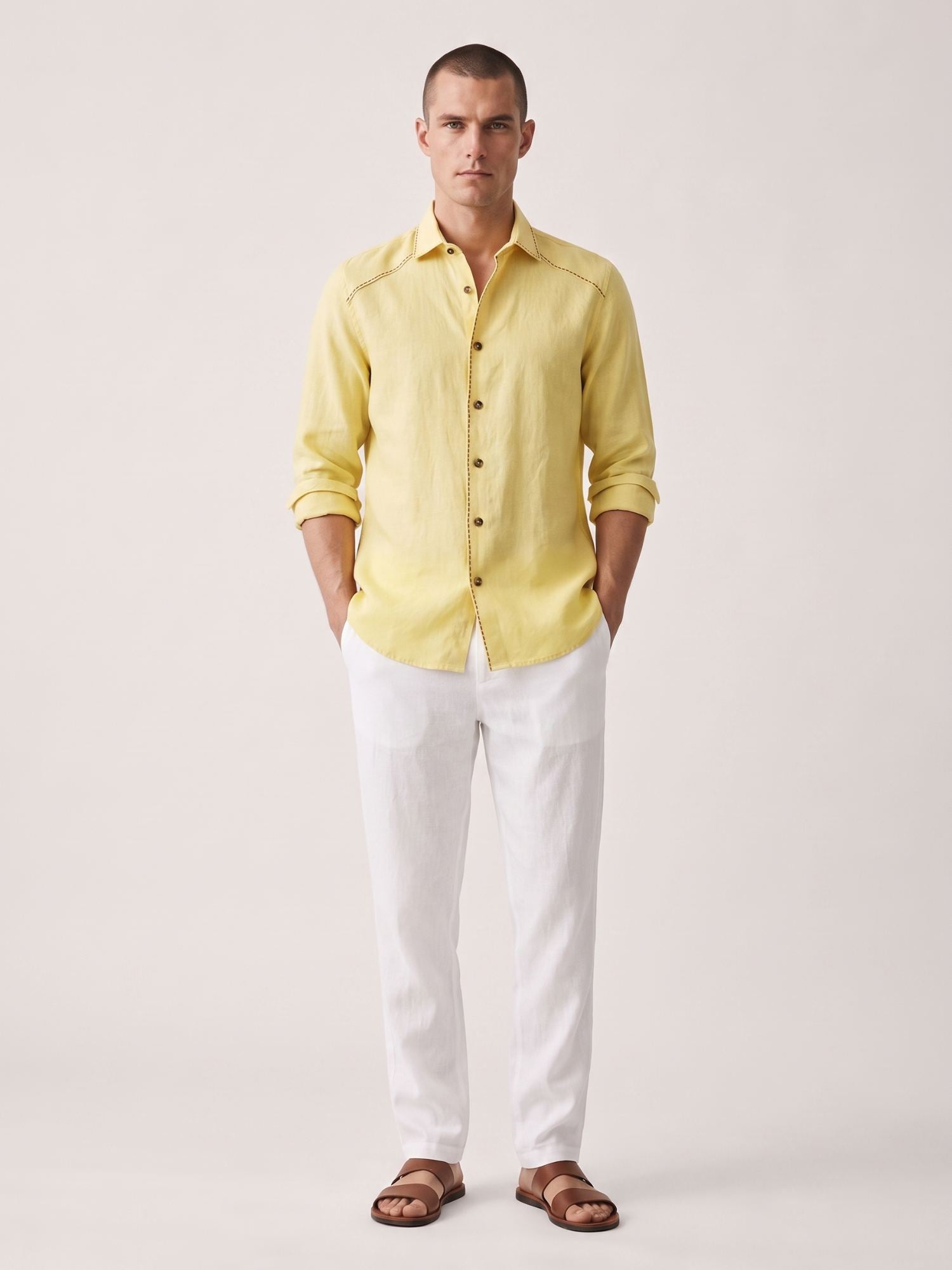 Artisan Stitch | Yellow 100% Pure Linen
