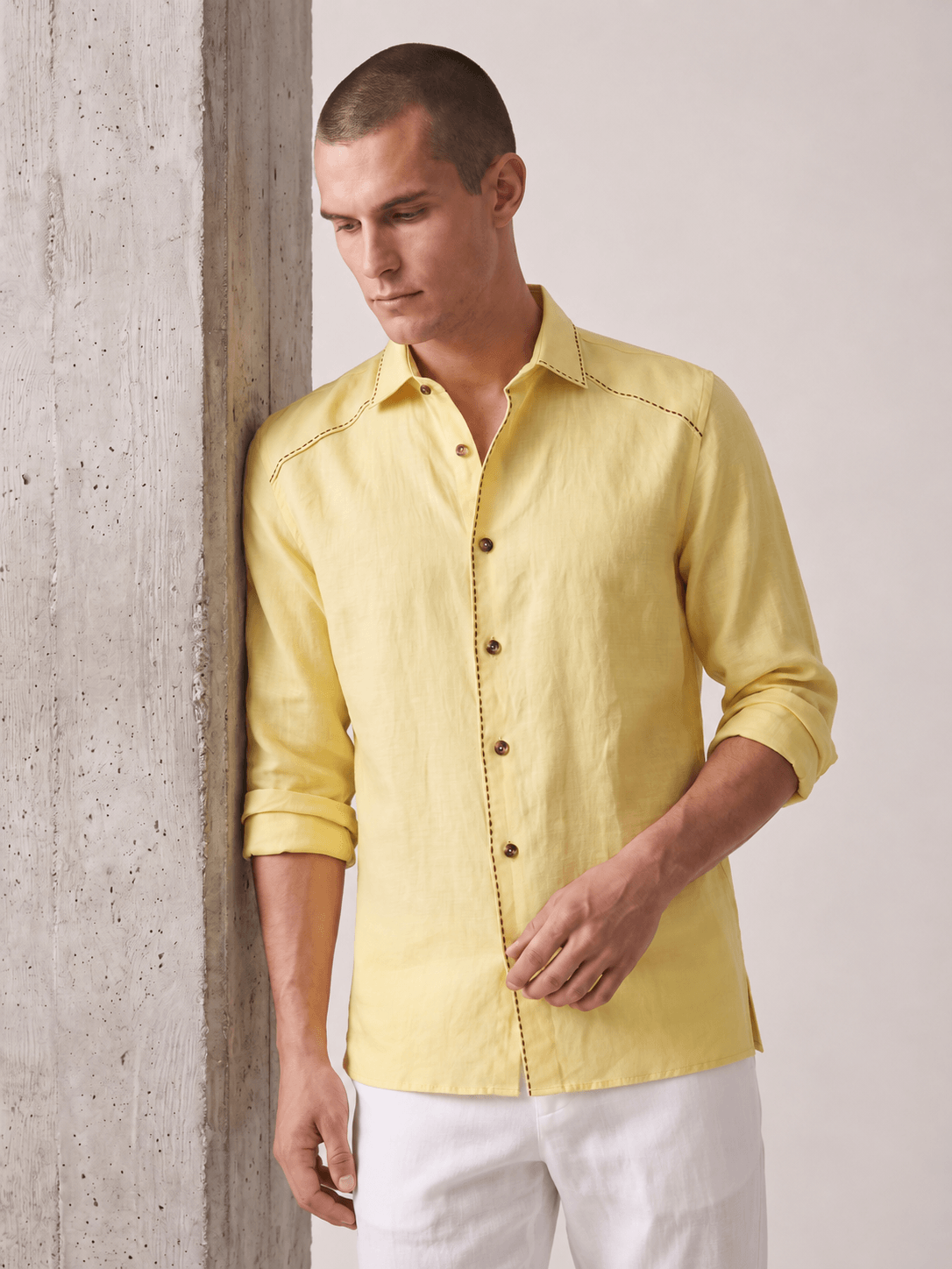 Artisan Stitch | Yellow 100% Pure Linen