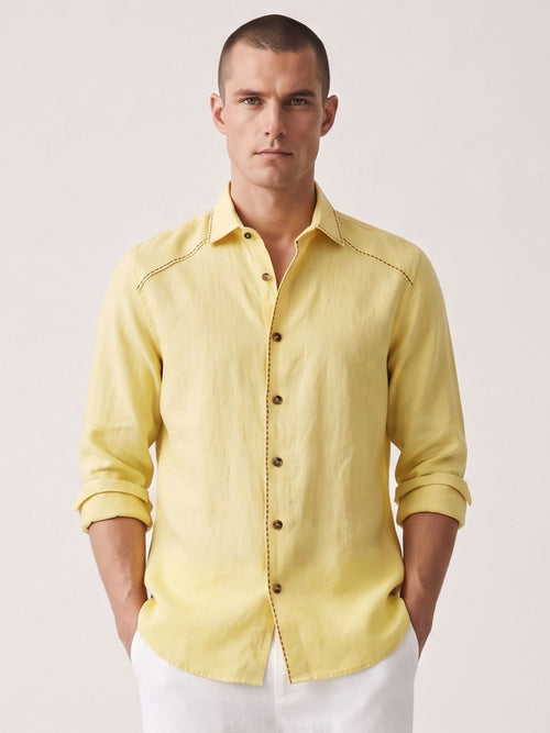 Artisan Stitch | Yellow 100% Pure Linen