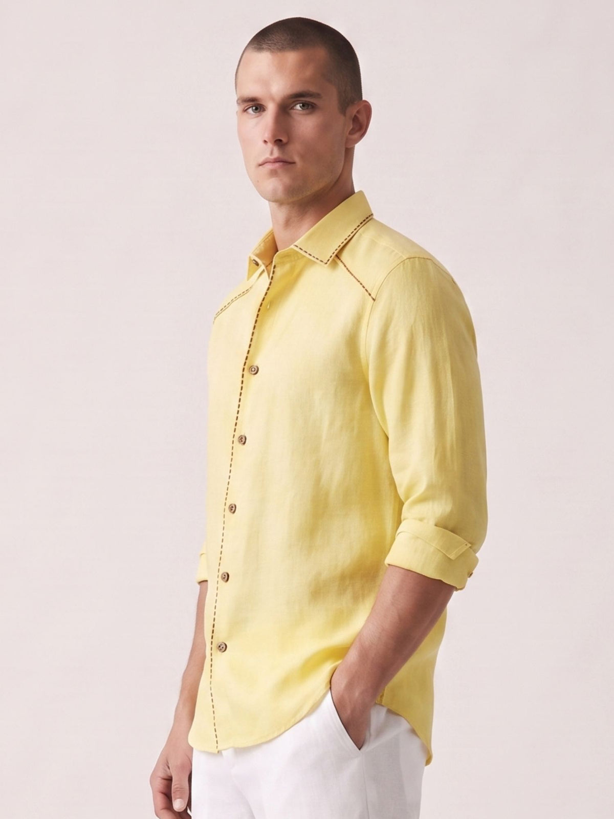 Artisan Stitch | Yellow 100% Pure Linen
