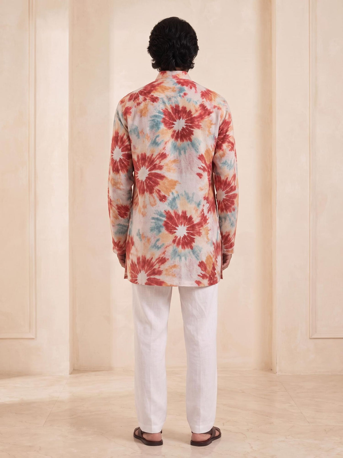 Floral Rust | 100% Pure Linen Mid-Length Kurta