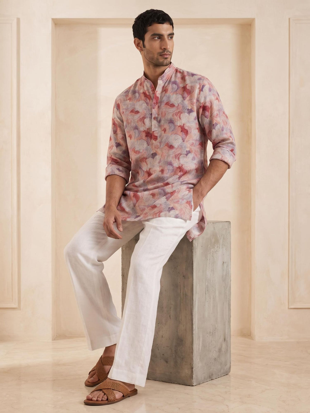 Rose Clay | 100% Pure Linen Mid-Length Kurta