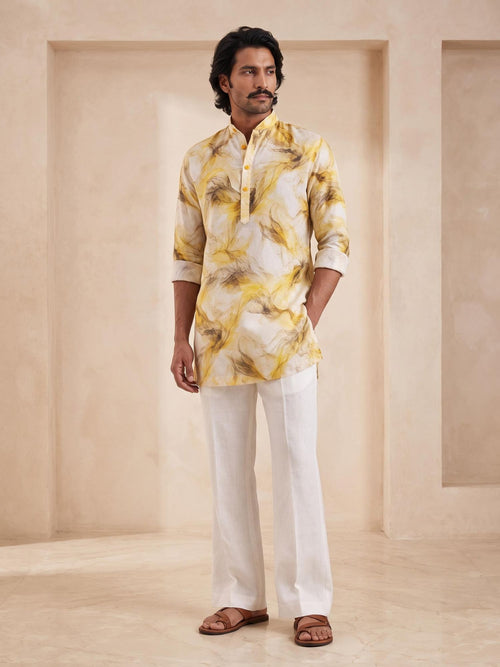 Gold Sand | 100% Pure Linen Mid-Length Kurta