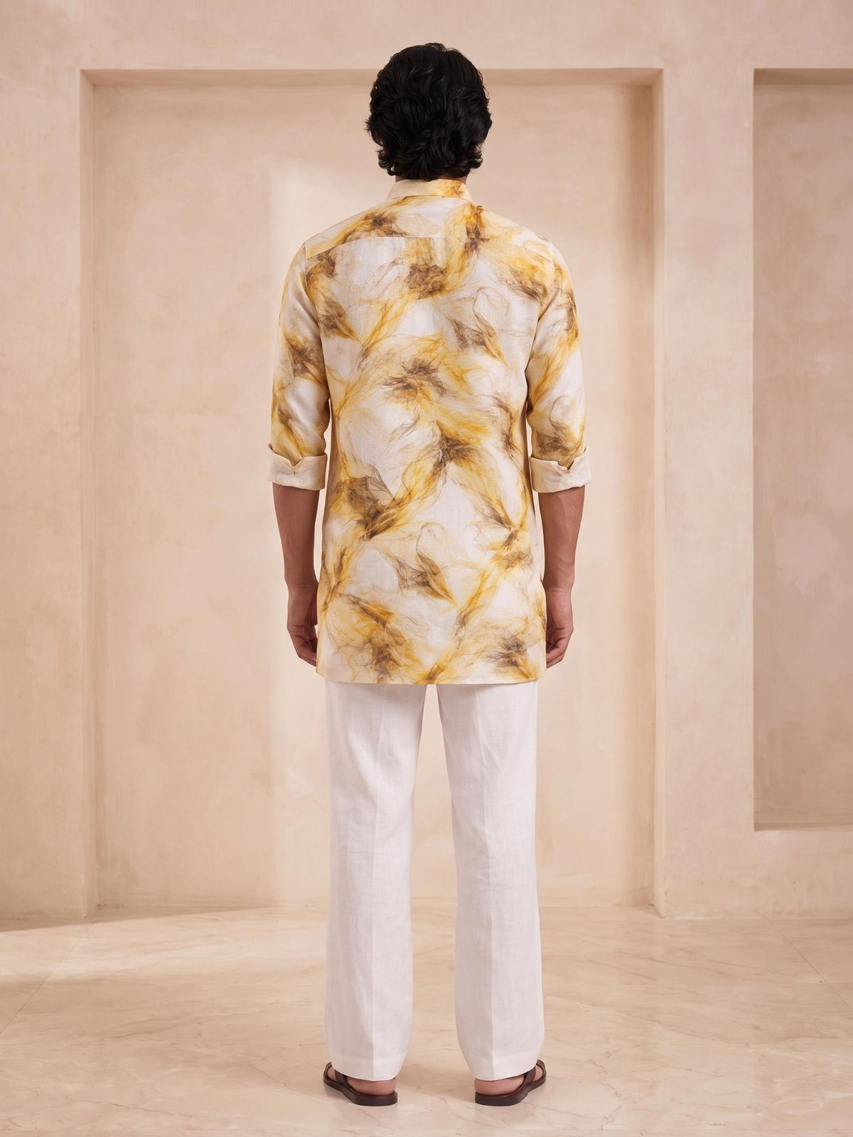 Gold Sand | 100% Pure Linen Mid-Length Kurta