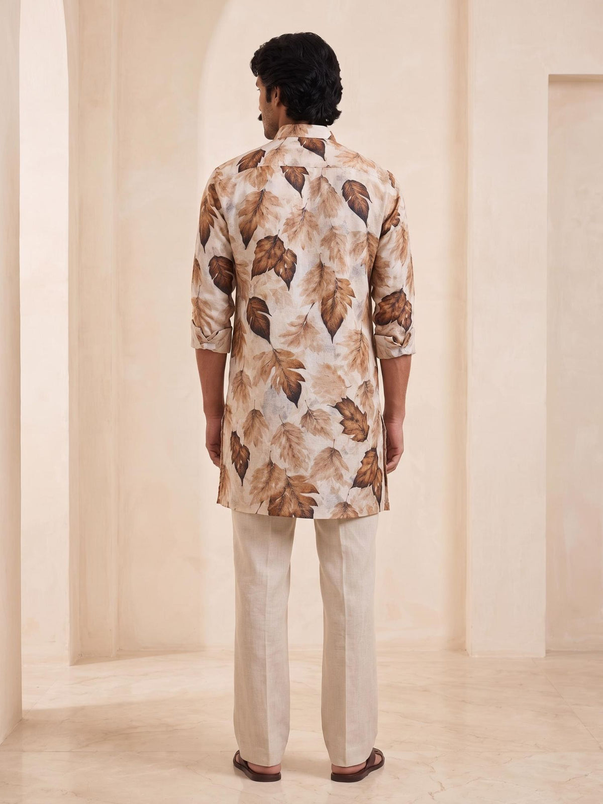Umber Leaf | 100% Pure Linen Mid-Length Kurta