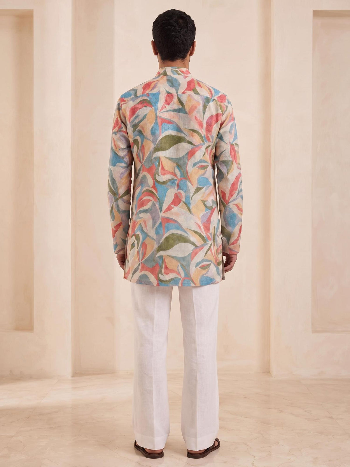 Moss Abstract | 100% Pure Linen Mid-Length Kurta