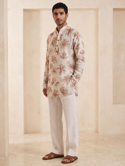 Ivory Petal | 100% Pure Linen Mid-Length Kurta