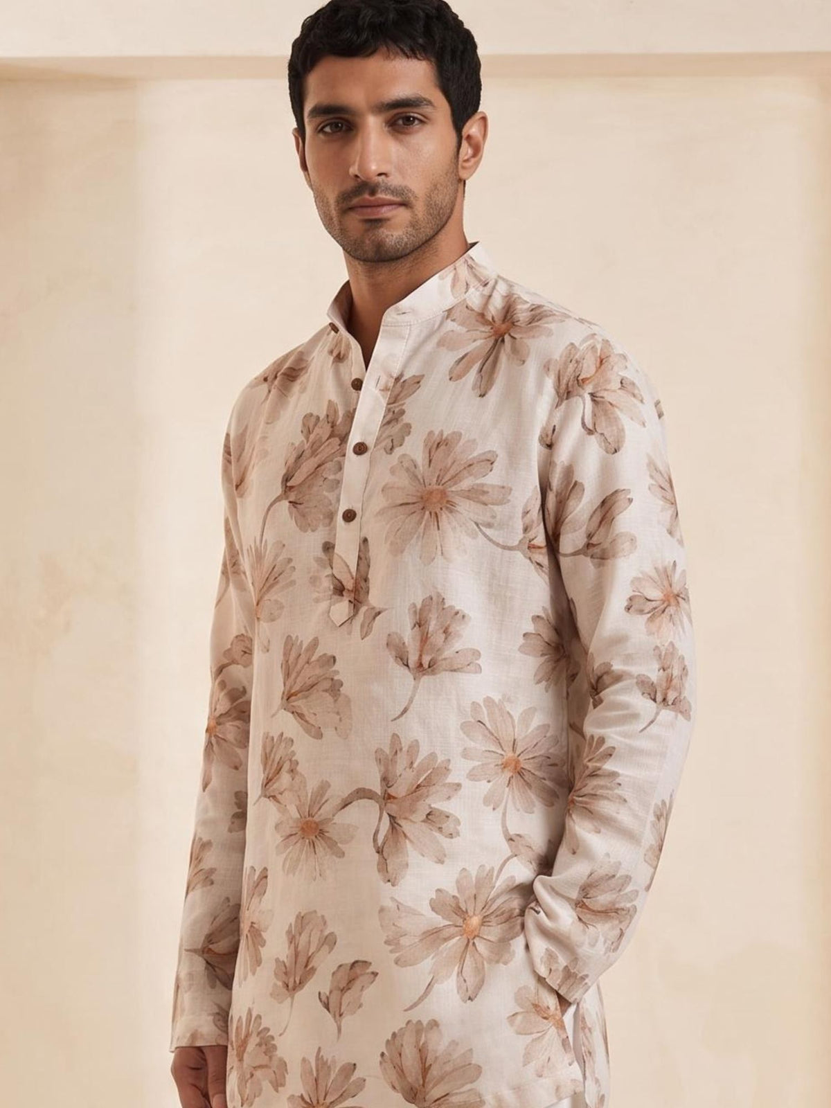 Ivory Petal | 100% Pure Linen Mid-Length Kurta