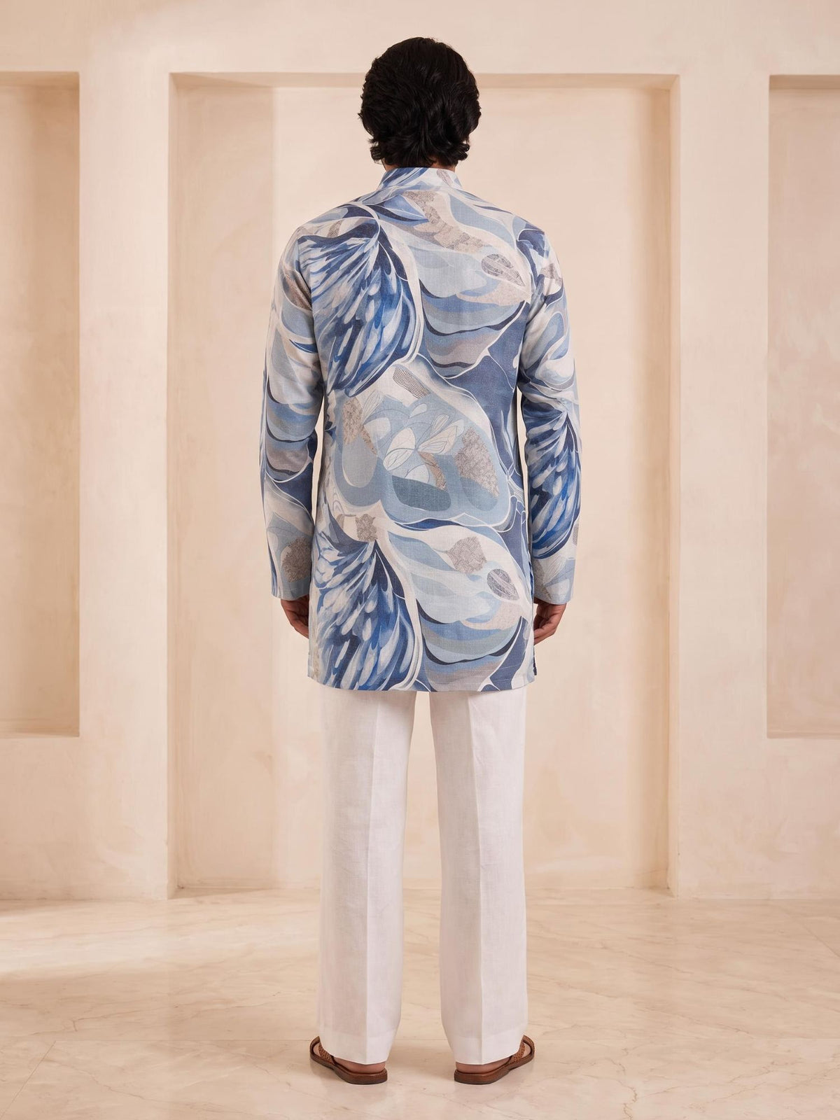 Denim Abstract | 100% Pure Linen Mid-Length Kurta