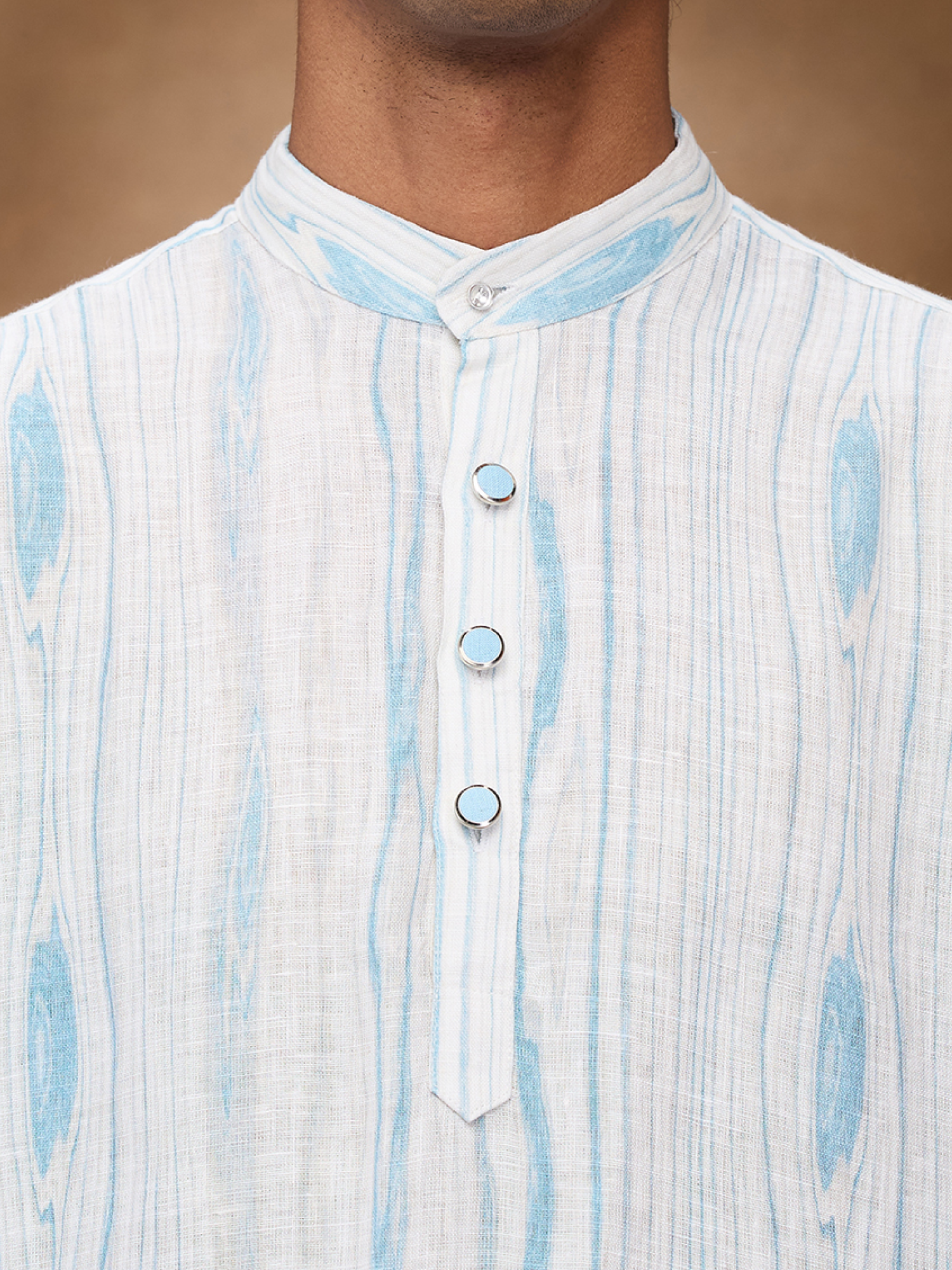 Blue Print 100% Pure Linen Long Kurta