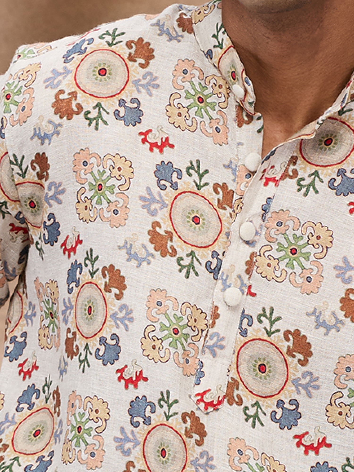 Multicolor Print 100% Pure Linen Long Kurta