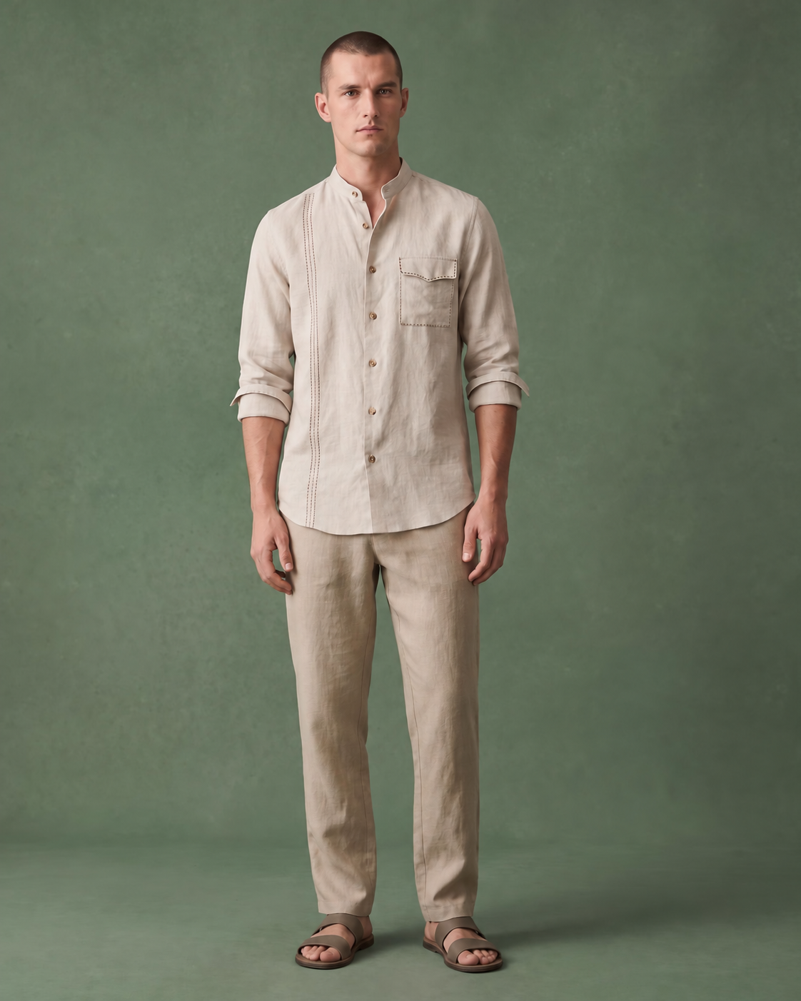 Signature Stitch | Beige 100% Pure Linen
