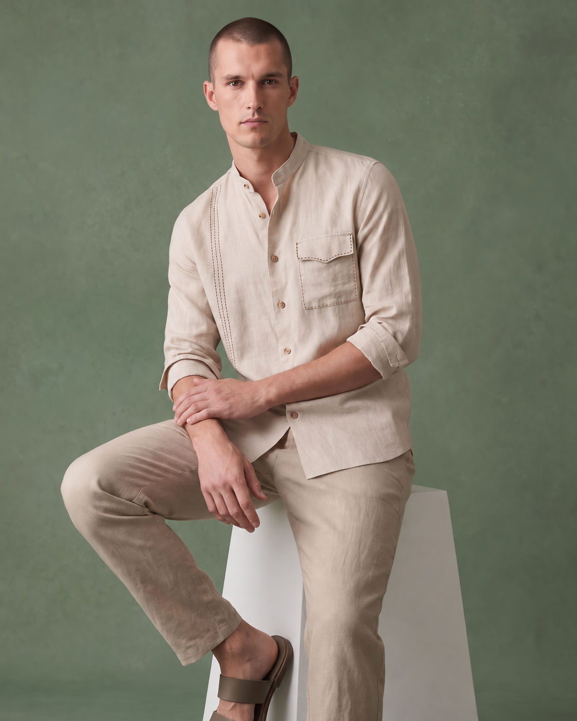 Signature Stitch | Beige 100% Pure Linen