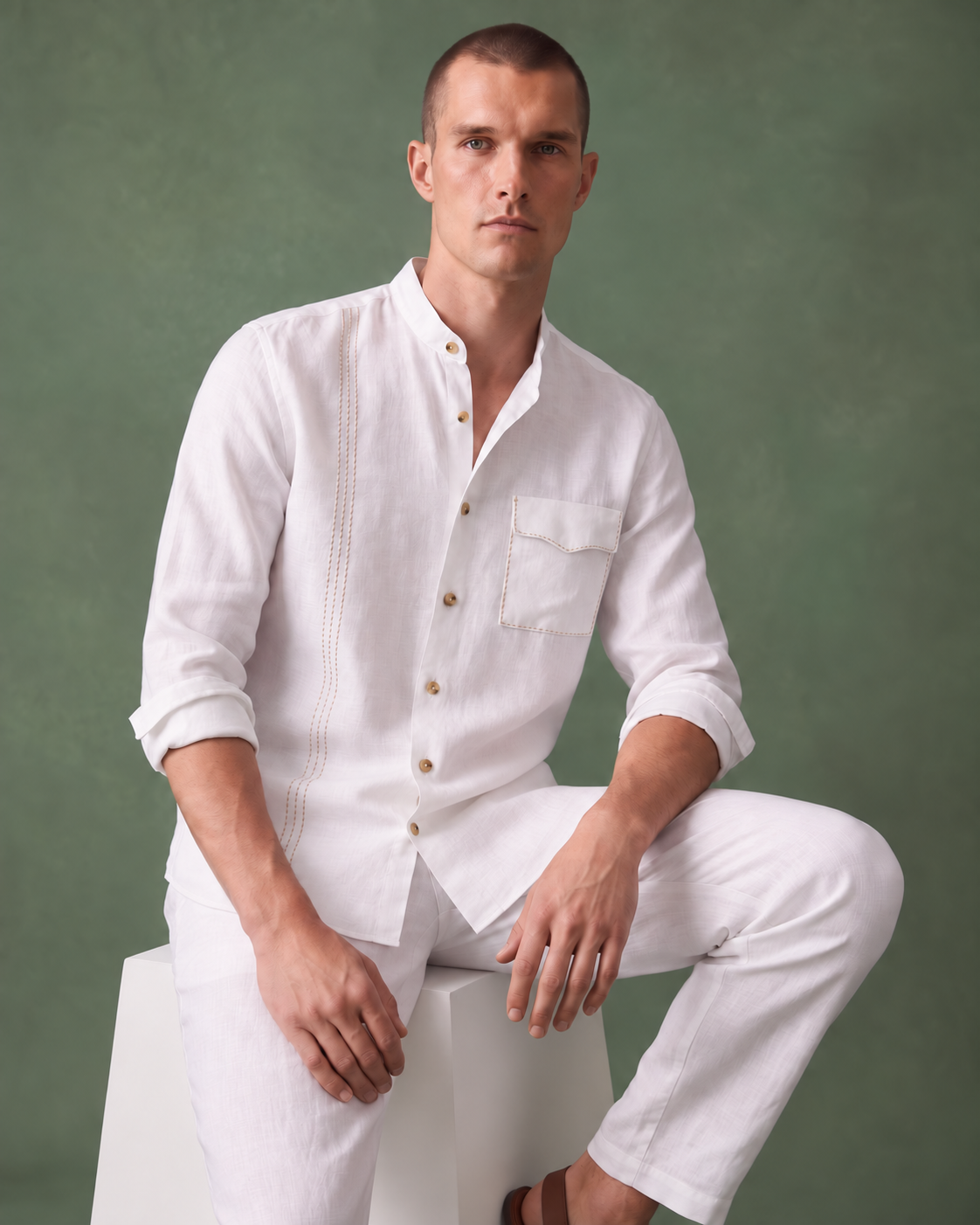 Signature Stitch | White 100% Pure Linen