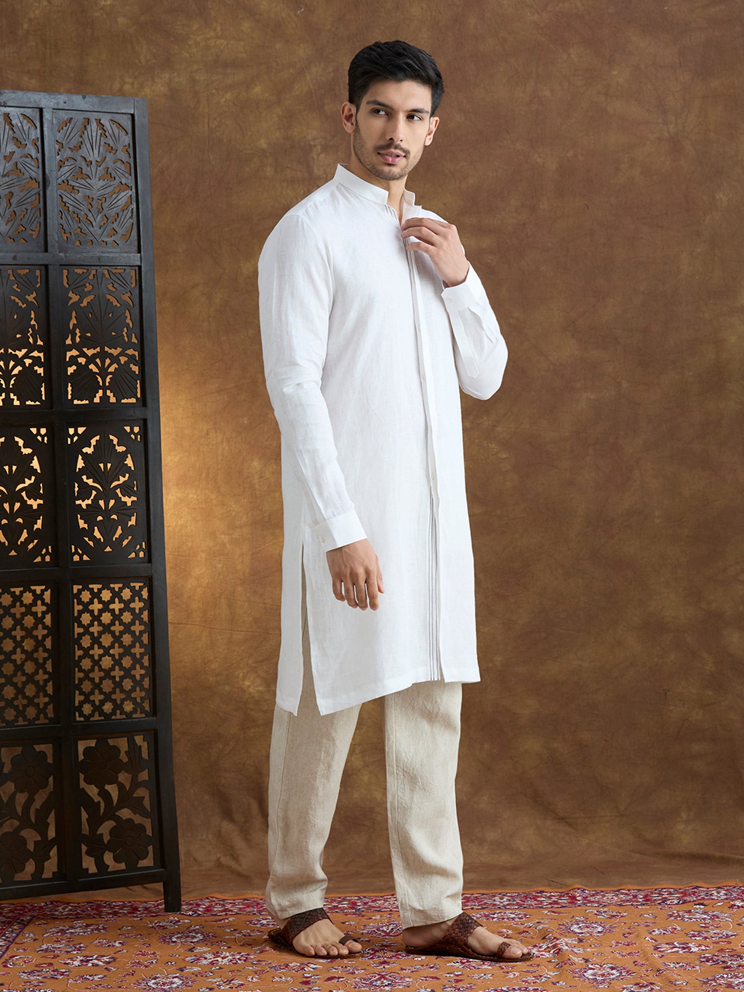 Kshetra | 100% Pure Linen White Long Kurta