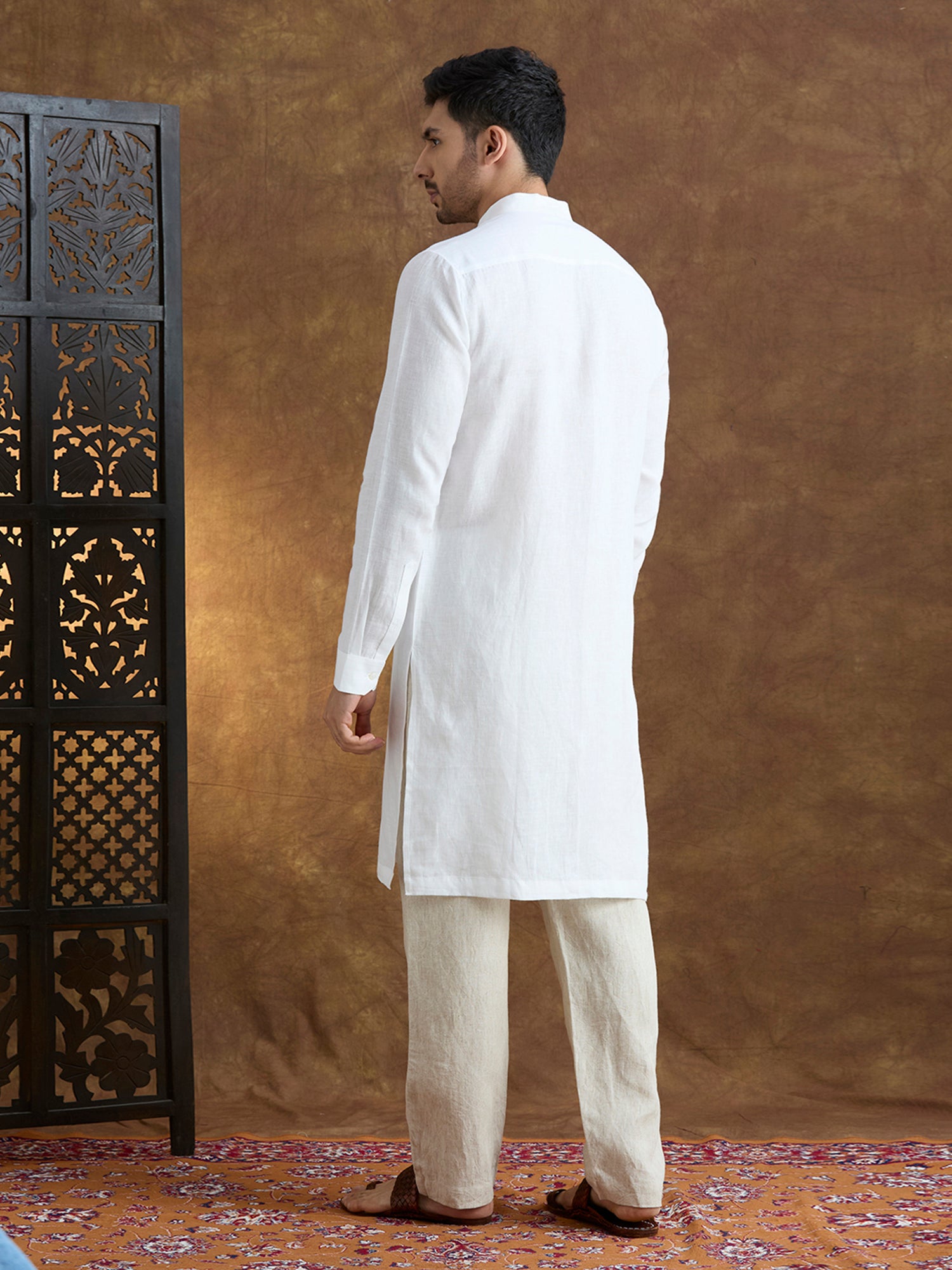 Kshetra | 100% Pure Linen White Long Kurta