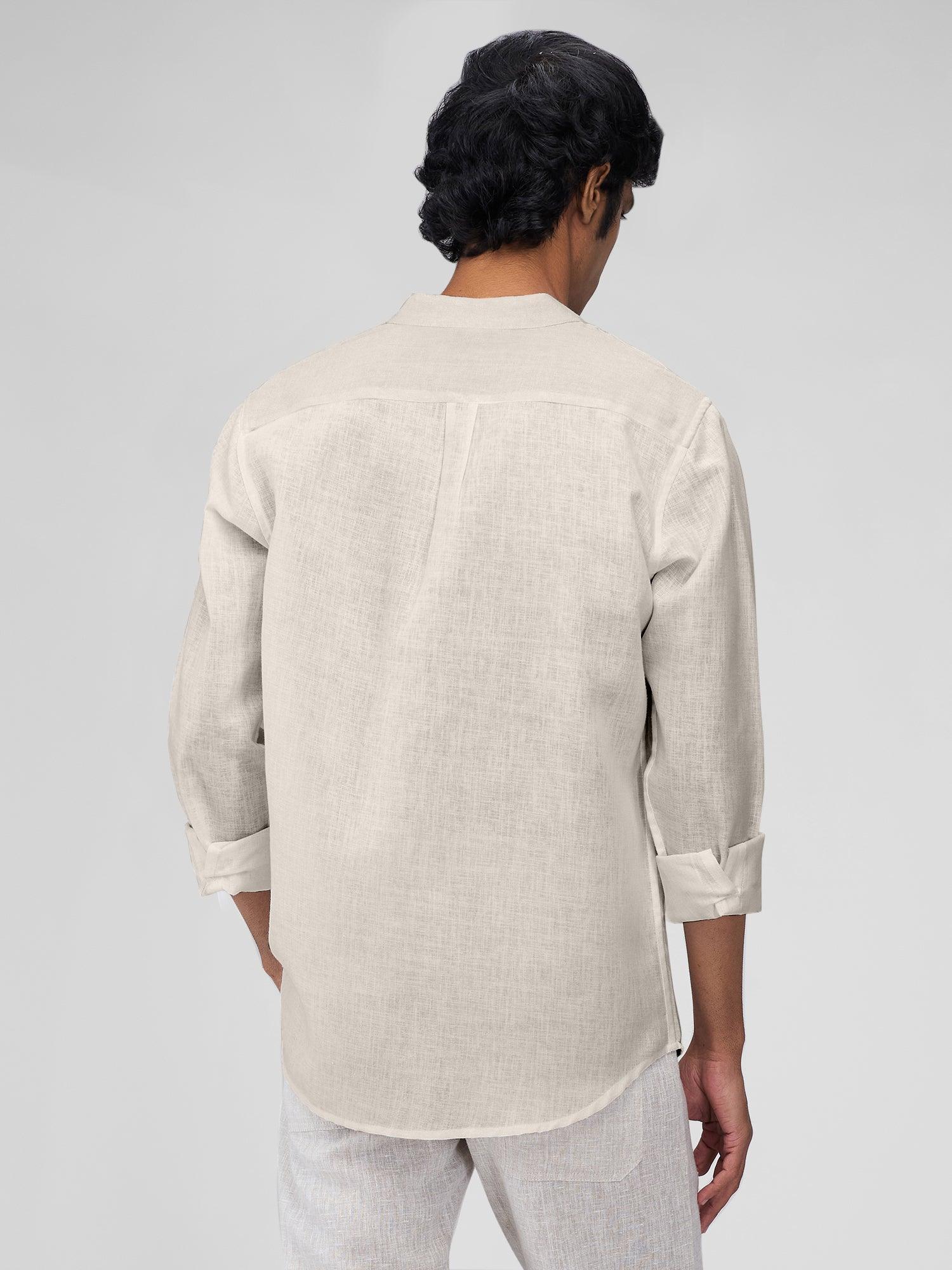 Airavat Mandarin | Beige 100% Pure Linen - Bhrata