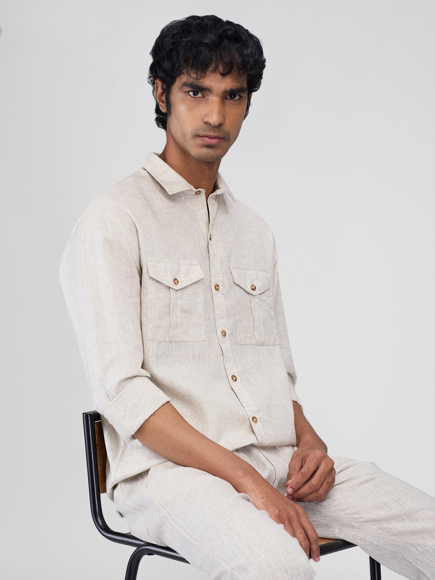 Beige 100% Pure Linen Safari - Bhrata