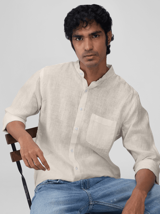 Beige Mandarin 100% Pure Linen - Bhrata