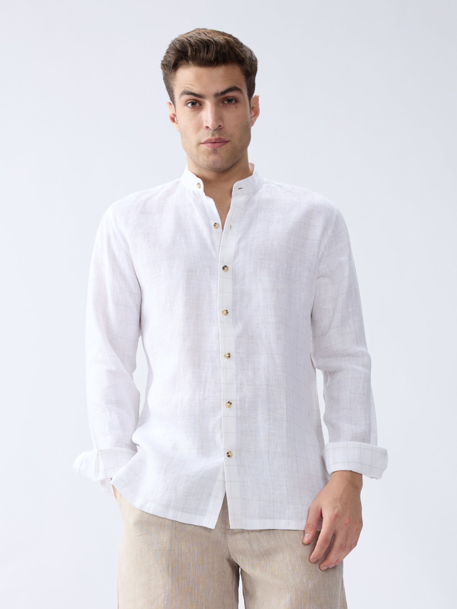 White Check 100% Pure Linen