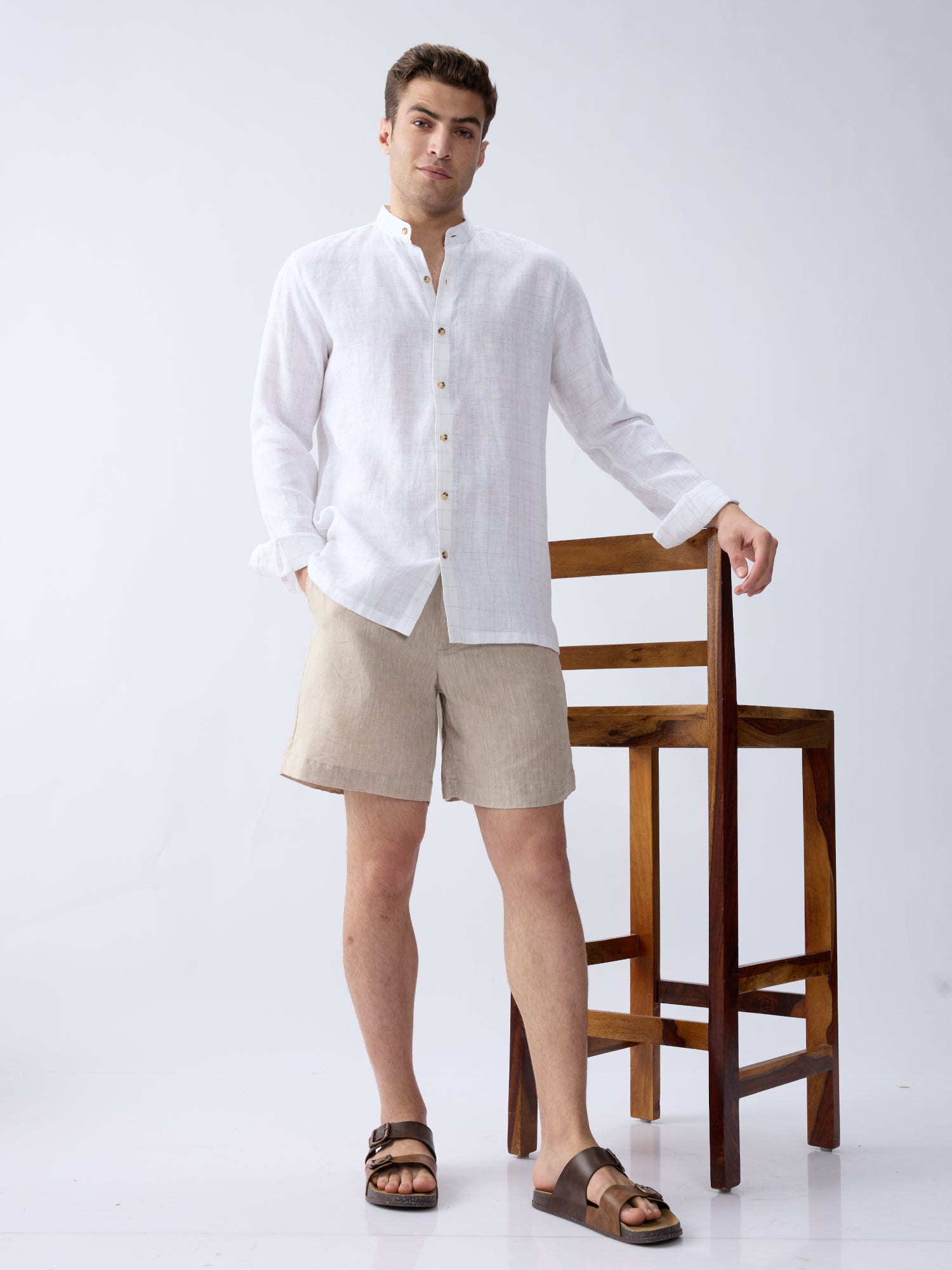 White Check 100% Pure Linen