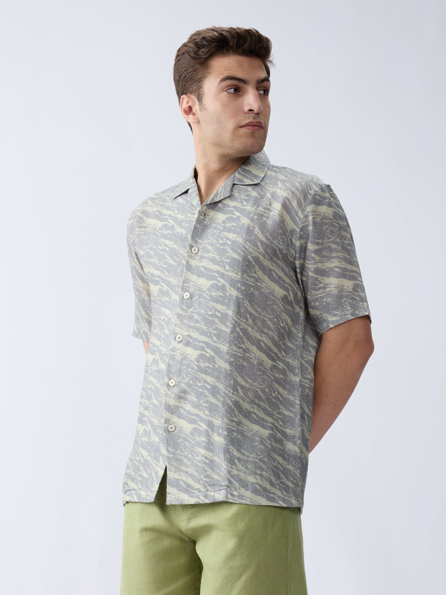 Viridian Mirage 100% Pure Linen Cuban