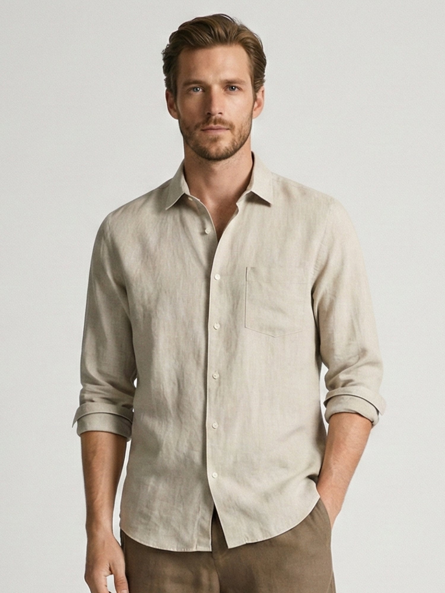 Beige 100% Pure Linen Classic